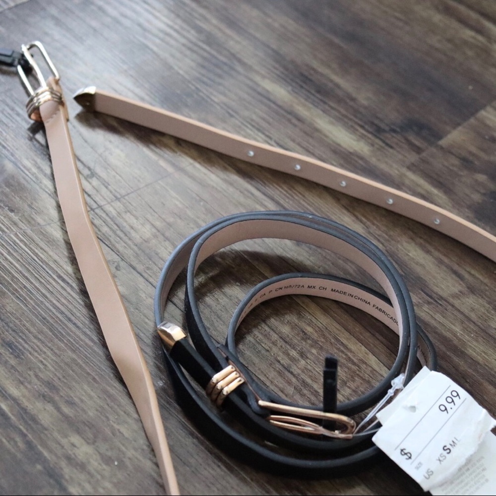 NWT H&M Black and Cream Thin Belts